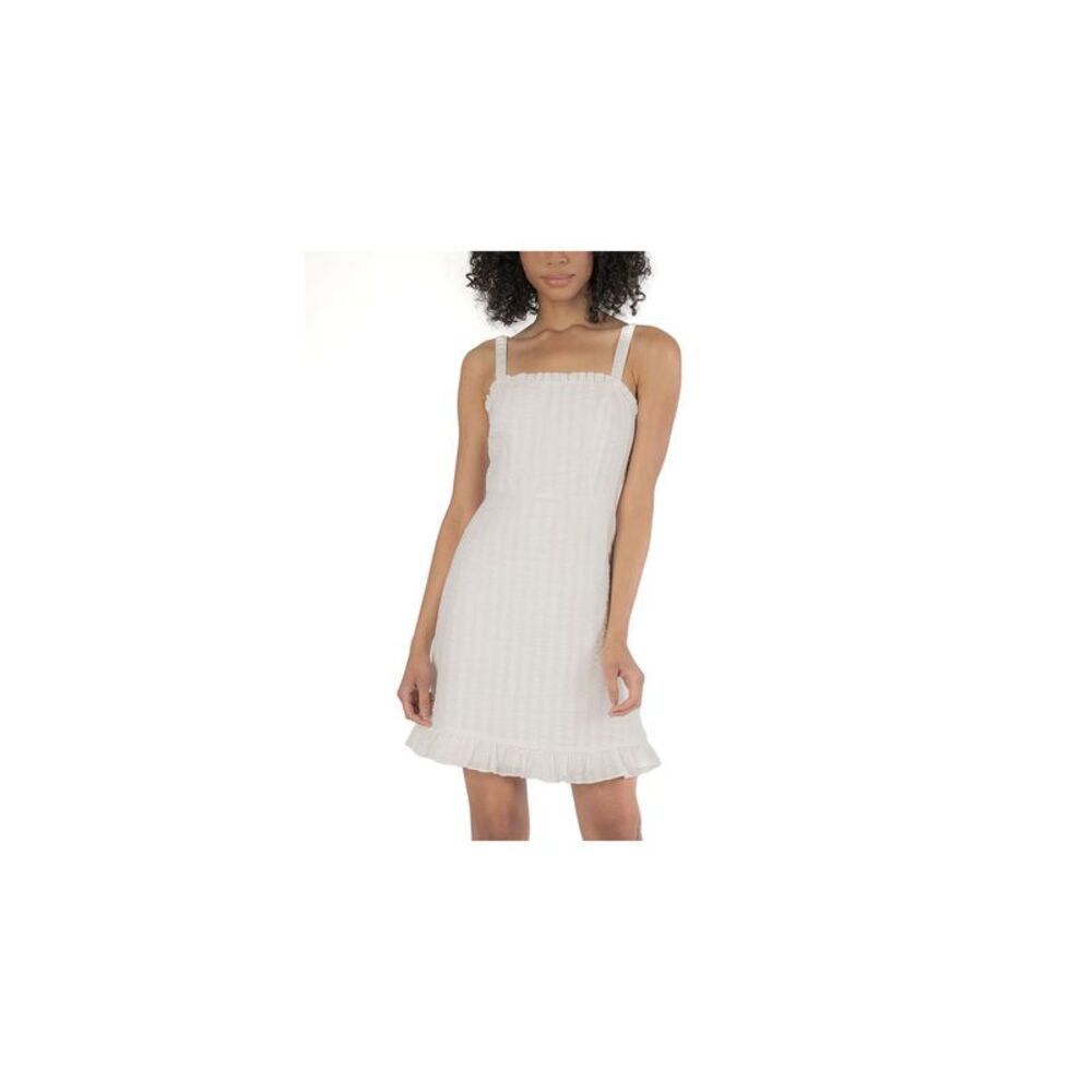 SPEECHLESS Womens Fit + Flare Short Dress Ivory Sleeveless Square Neck Juniors M